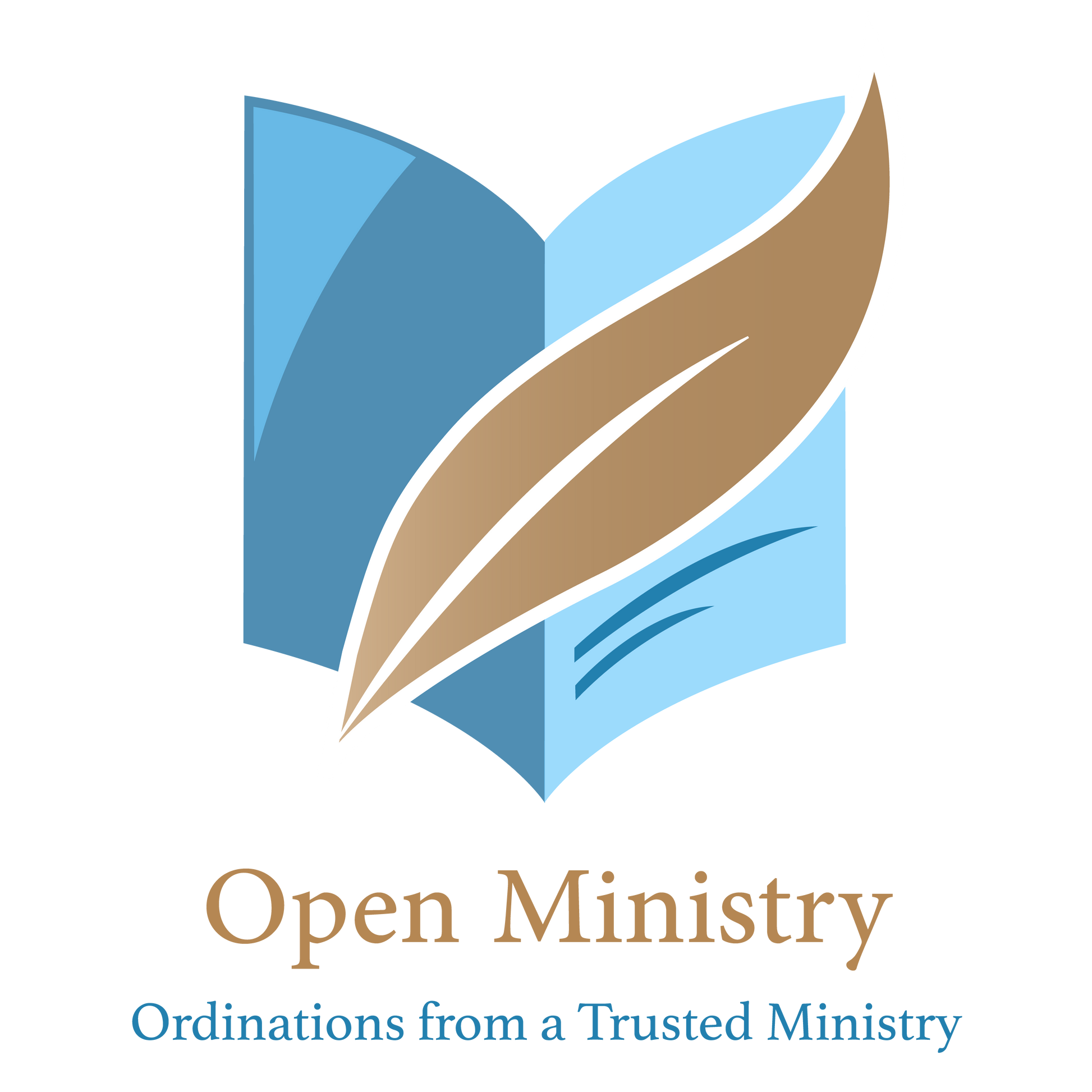 Open Ministry logo with blue and brown design on a white background