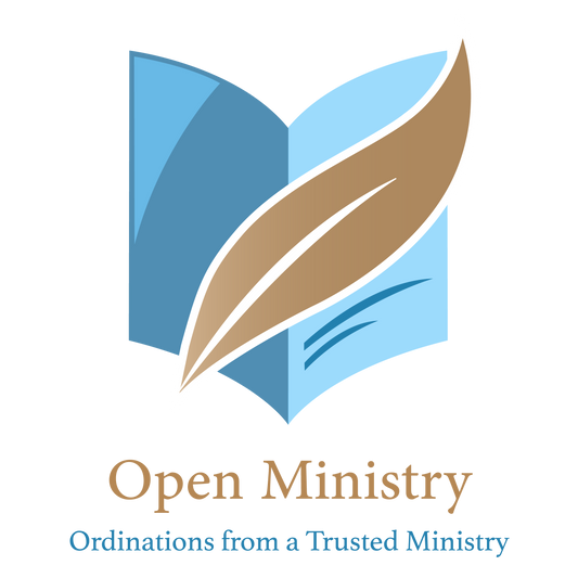 Open Ministry logo with blue and brown design on a white background
