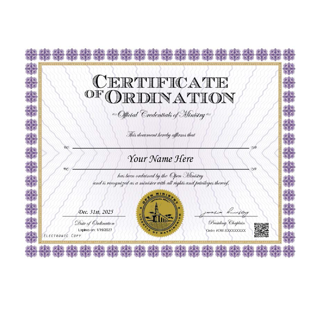 Digital Ordination Credential