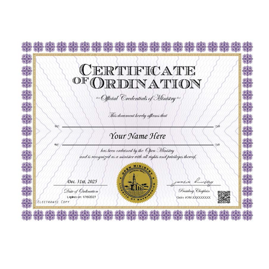 Digital Ordination Credential